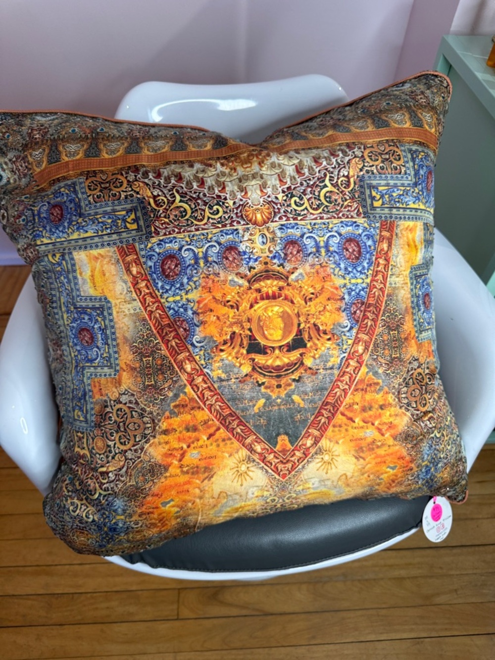 Camilla Pirate Heart Decorative Golden Mosaic silk Throw Pillow Cover only 24x24